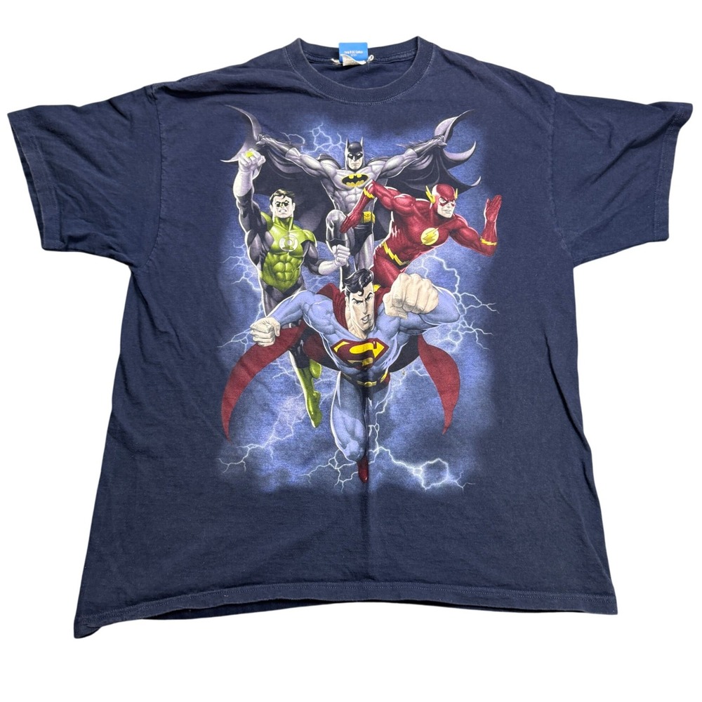 Justice League Graphic T‎ Shirt Mens XL Blue DC Comics Superman Batman